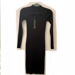 House of Harlow Black Sweater Dress with Cutout